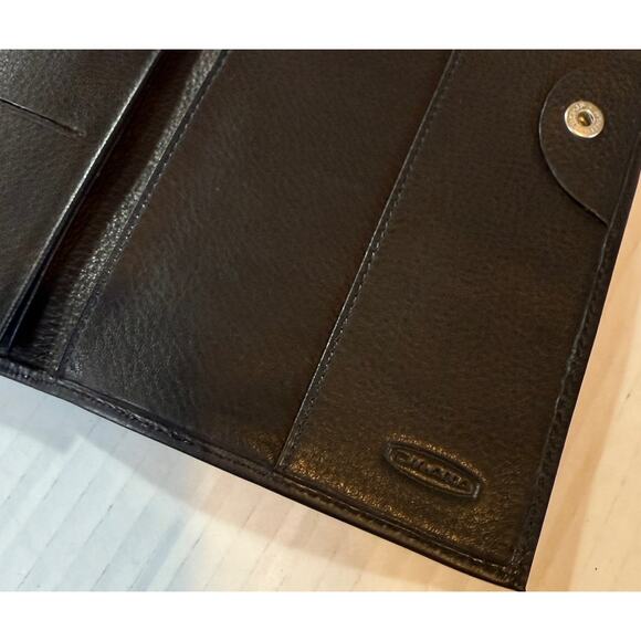 NEW Black Leather Snap Wallet / Card Holder By Dilana 9 1/2” X 4 1/2” - Picture 6 of 9